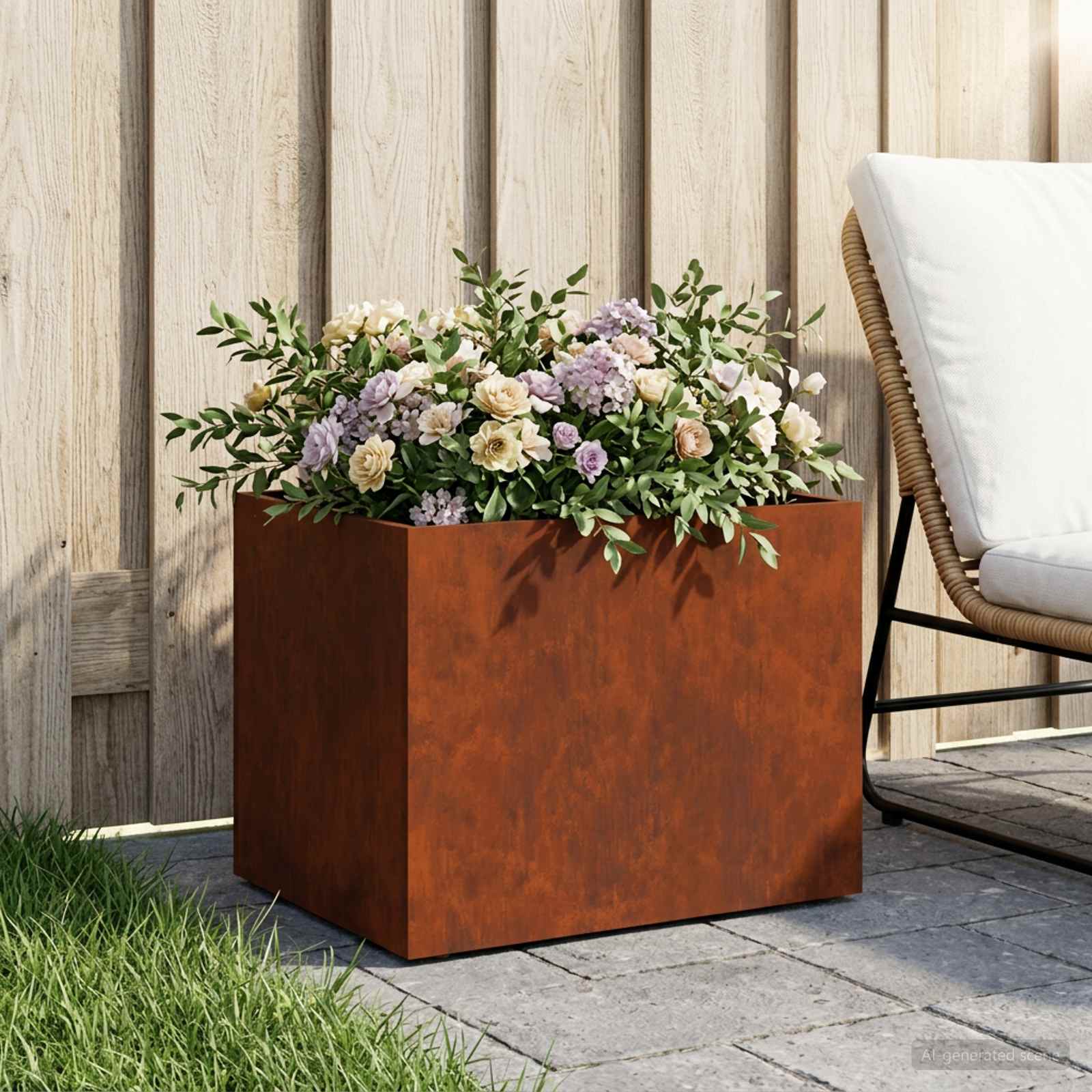 Vaso da giardino Ruggine 40 x 30 x 30 cm Acciaio Corten | homemem39