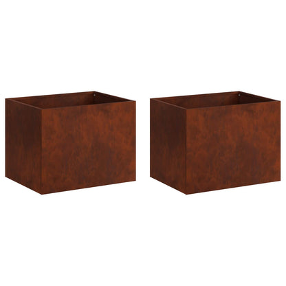 Vaso da giardino 2 pz Ruggine 40 x 30 x 30 cm Acciaio Corten | homemem39