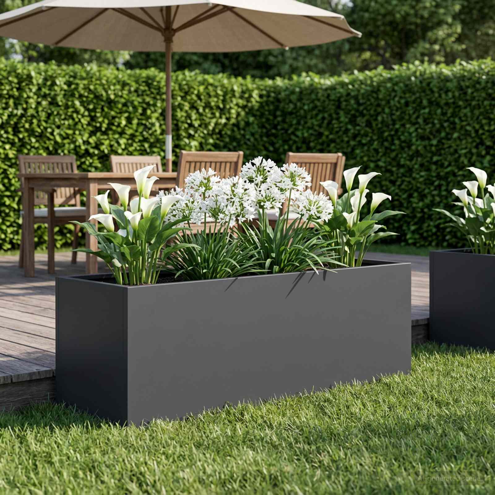 Vaso da giardino Antracite 80 x 30 x 30 cm | homemem39