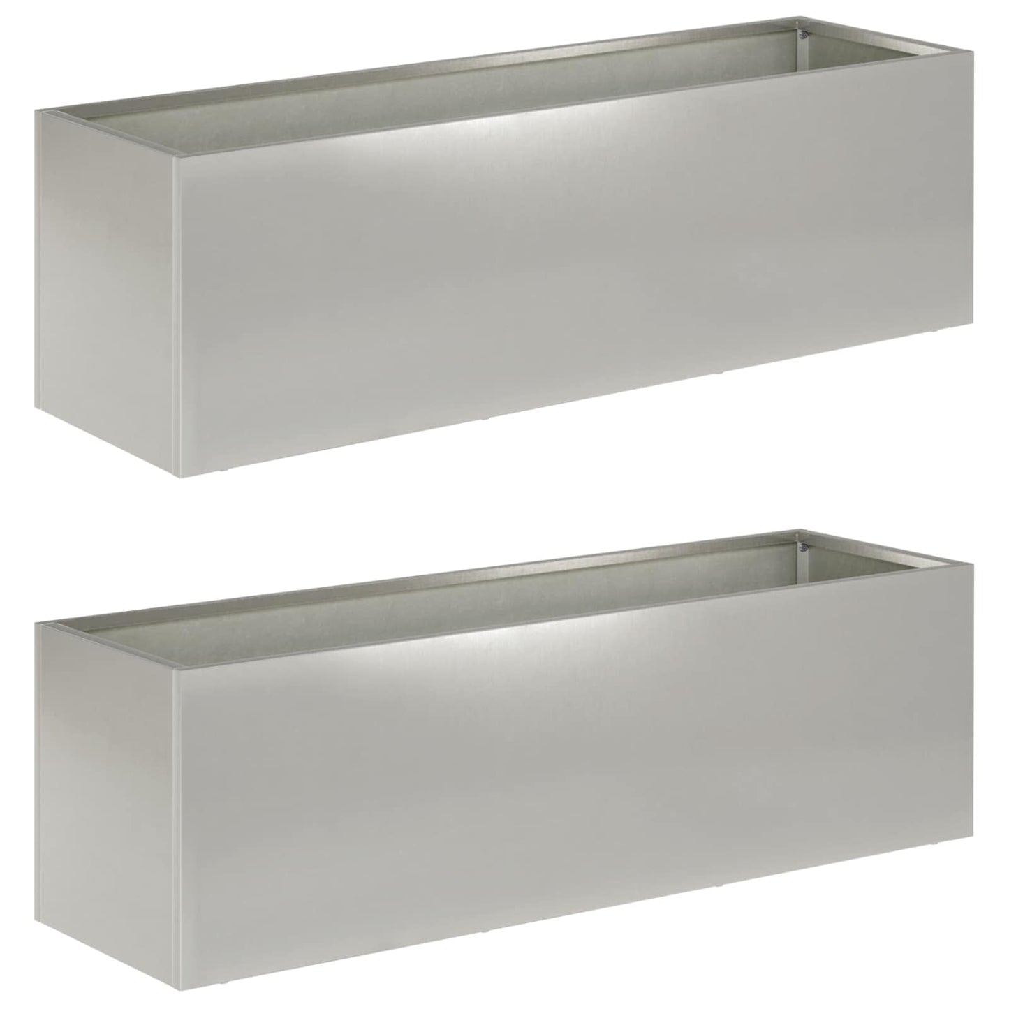 Vaso da giardino 2 pz Argento 80 x 30 x 30 cm Acciaio Inox | homemem39