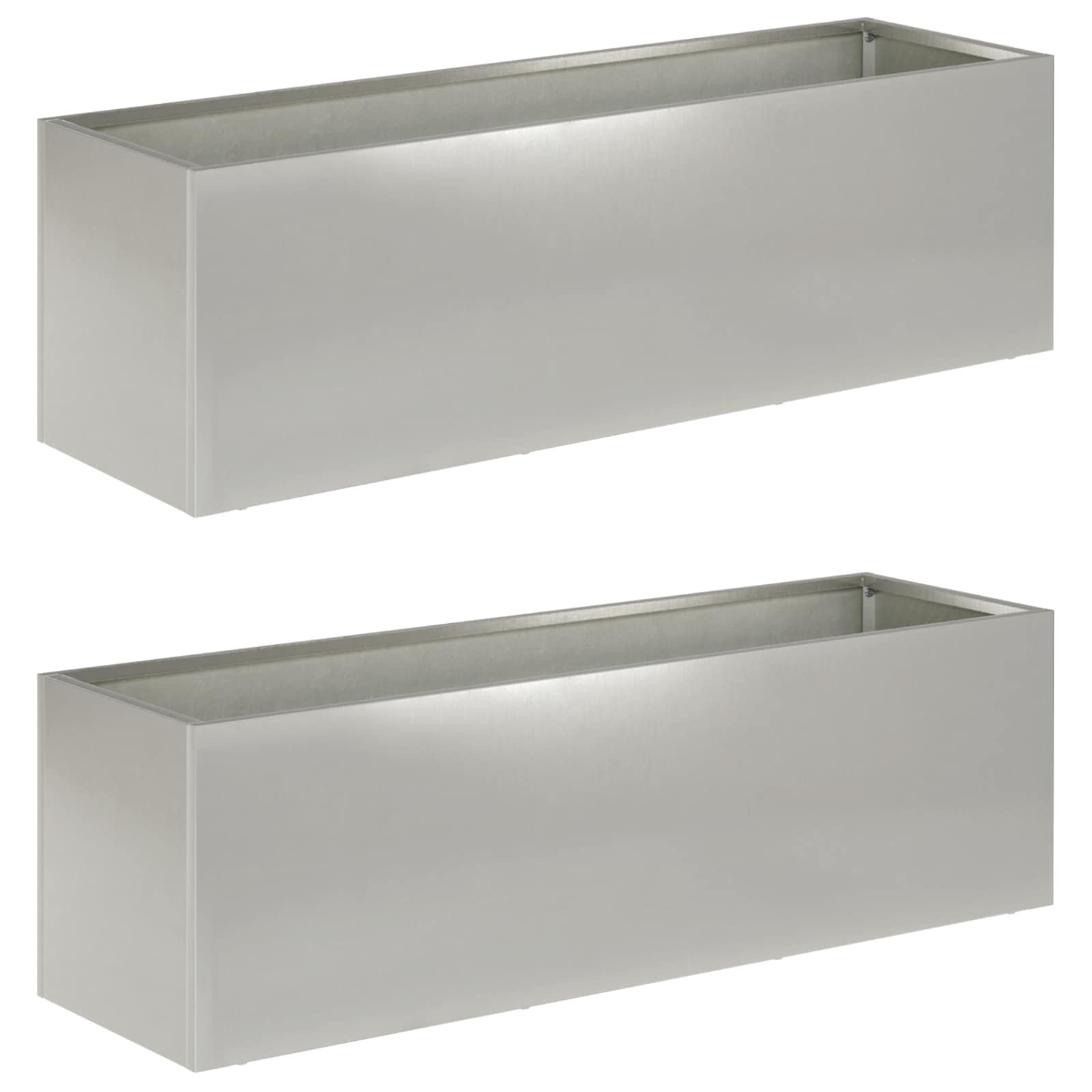 Vaso da giardino 2 pz Argento 80 x 30 x 30 cm Acciaio Inox | homemem39