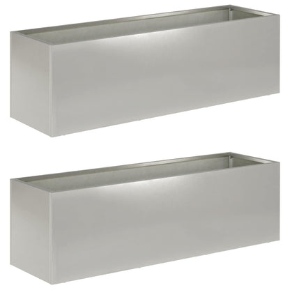 Vaso da giardino 2 pz Argento 80 x 30 x 30 cm Acciaio Inox | homemem39