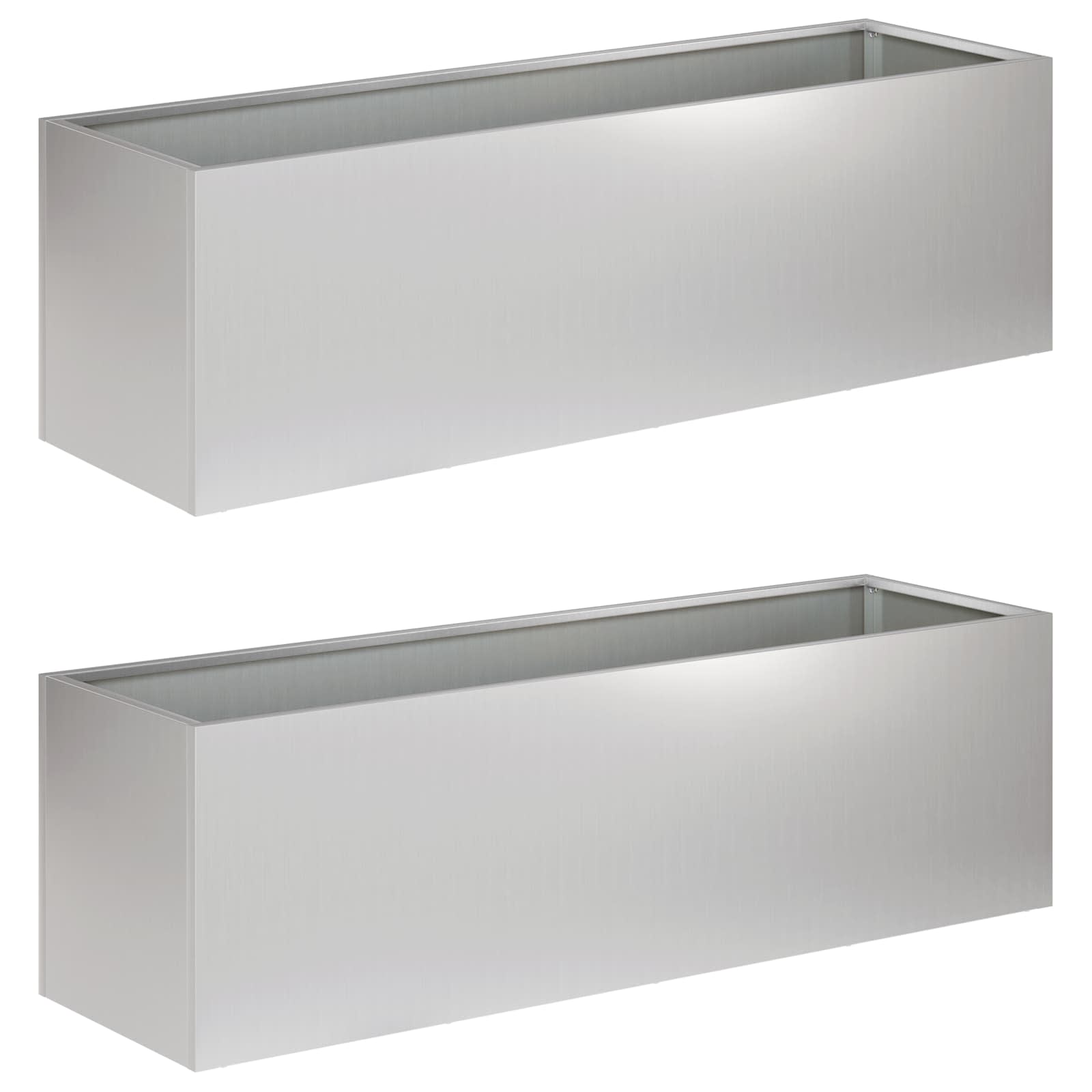 Vaso da giardino 2 pz Argento 80 x 30 x 30 cm Acciaio zincato | homemem39