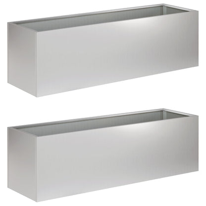 Vaso da giardino 2 pz Argento 80 x 30 x 30 cm Acciaio zincato | homemem39