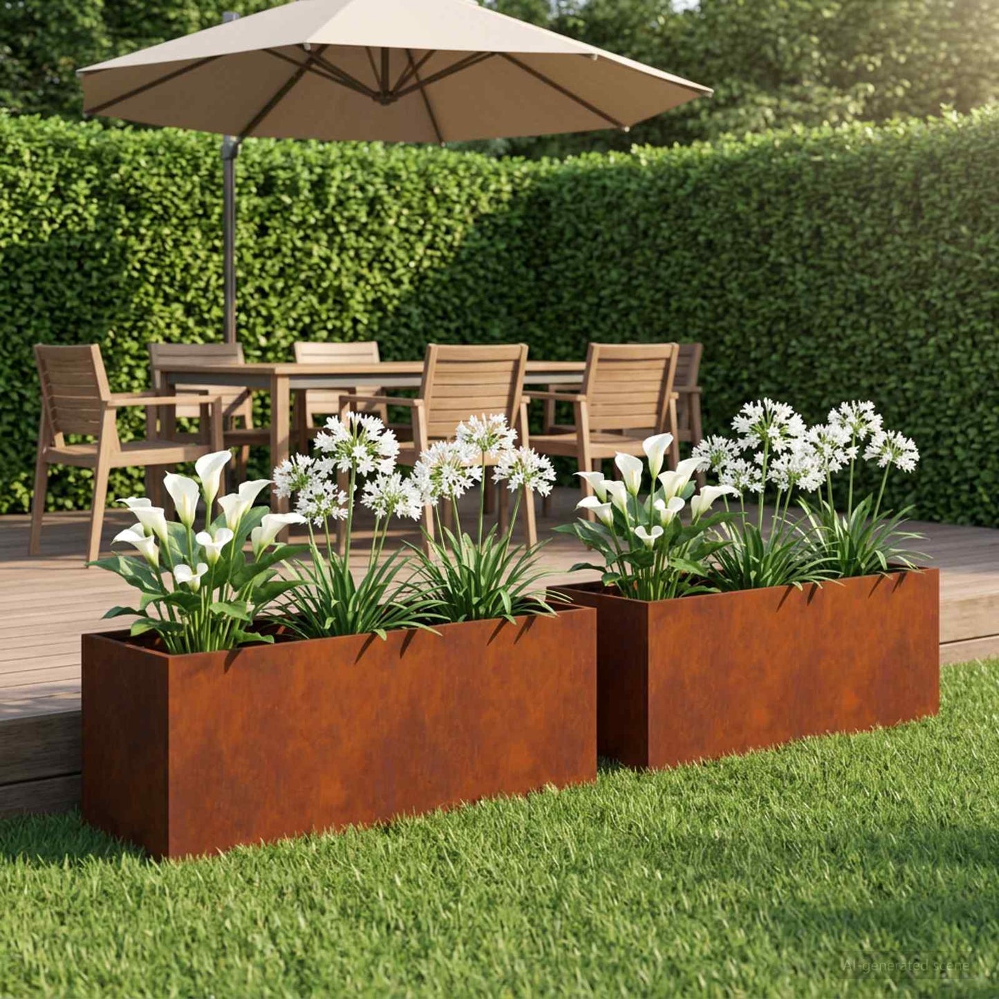 Vaso da giardino 2 pz Ruggine 80 x 30 x 30 cm Acciaio Corten | homemem39