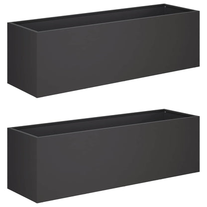 Vaso da giardino 2 pz Nero 100 x 30 x 30 cm | homemem39