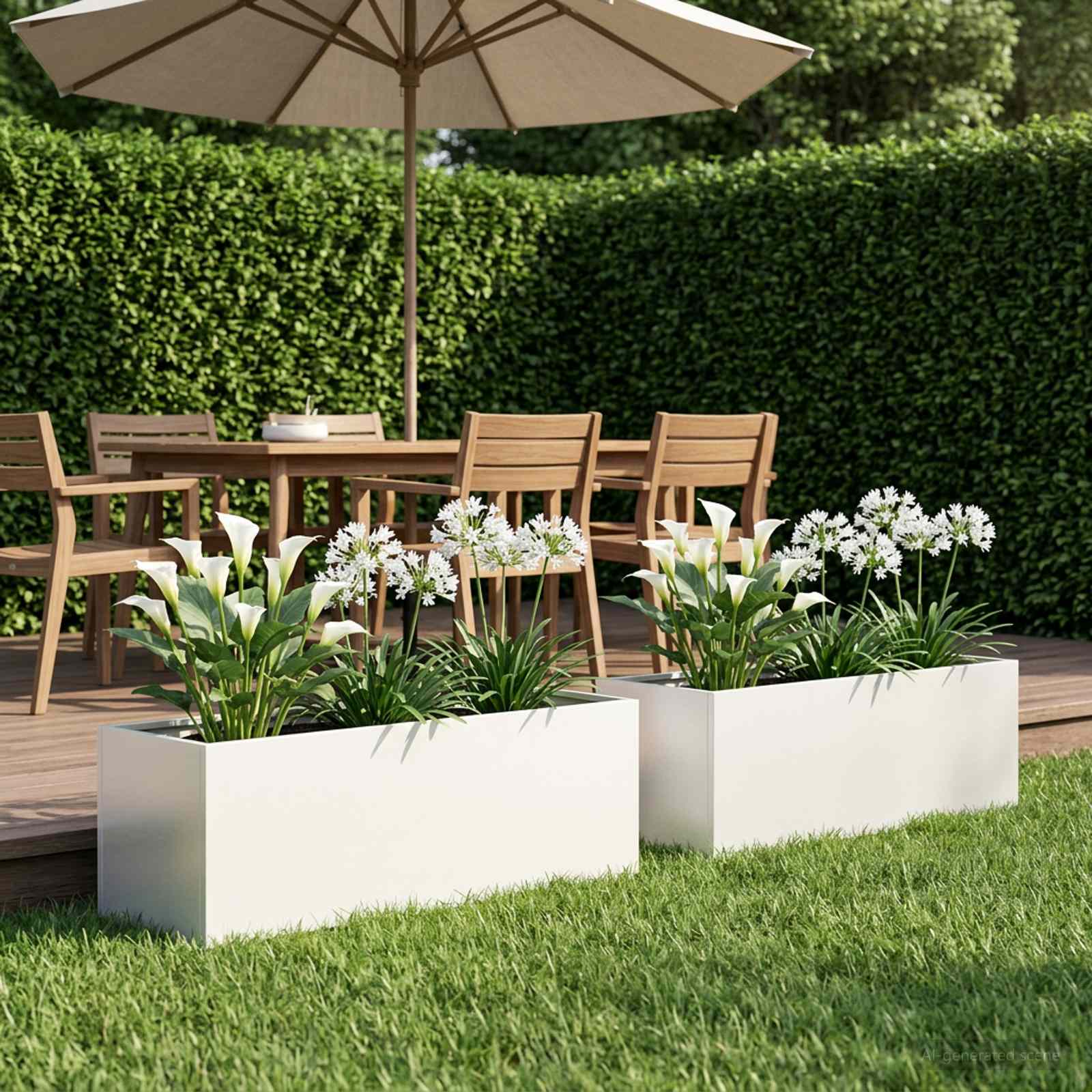 Vaso da giardino 2 pz Bianco 100 x 30 x 30 cm | homemem39