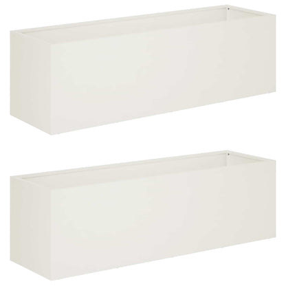 Vaso da giardino 2 pz Bianco 100 x 30 x 30 cm | homemem39