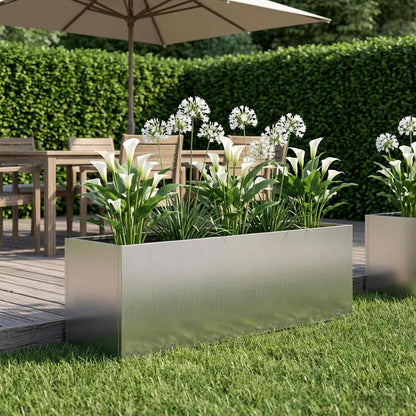 Vaso da giardino Argento 100 x 30 x 30 cm Acciaio zincato | homemem39