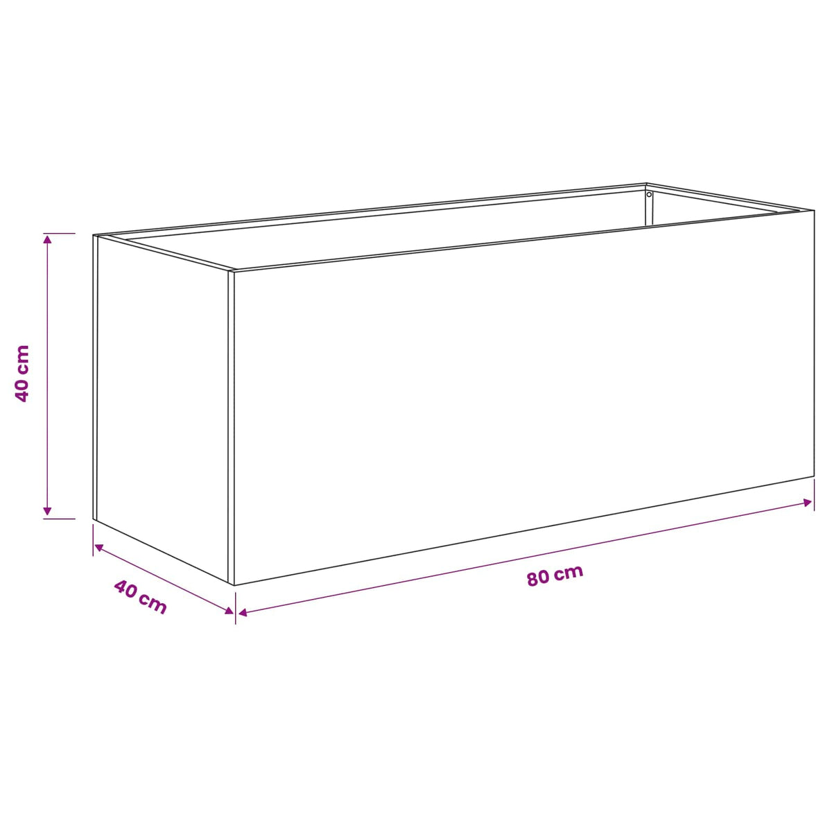 Vaso da giardino Nero 80 x 40 x 40 cm Acciaio laminato a freddo | homemem39
