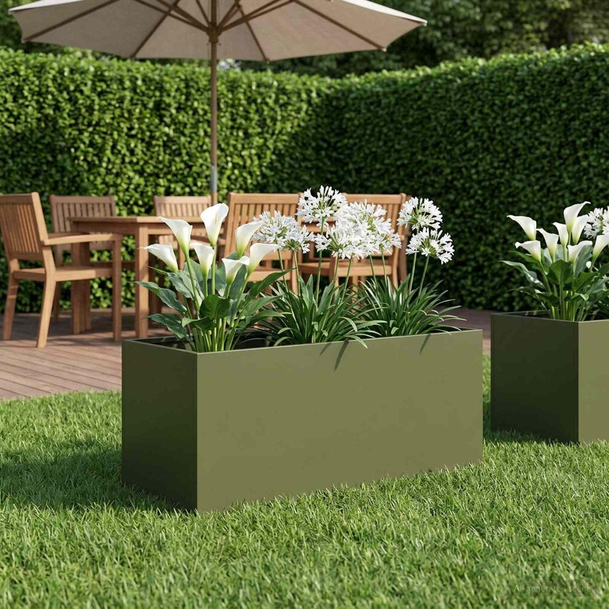 Vaso da giardino Verde Oliva 80 x 40 x 40 cm | homemem39