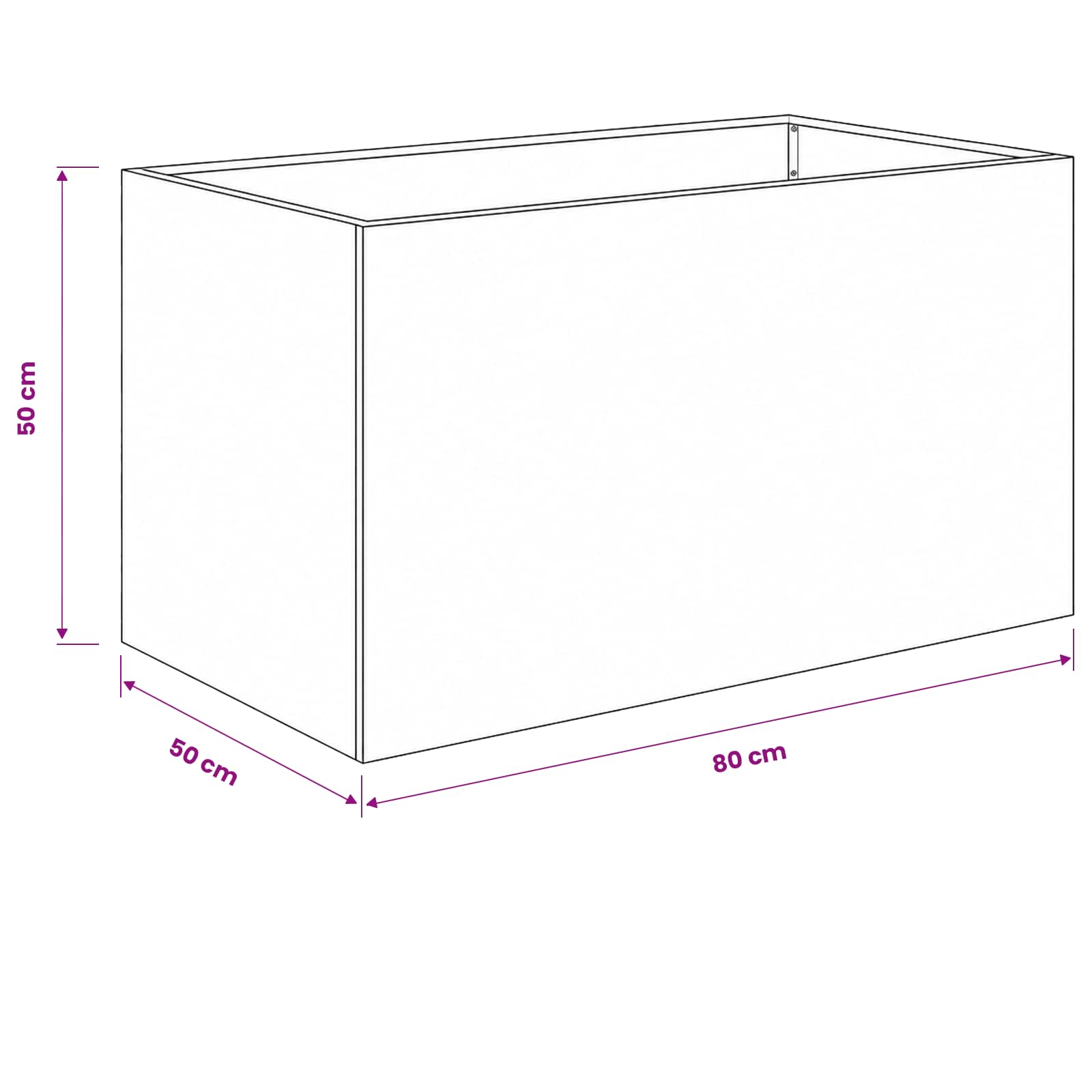 Vaso da giardino Antracite 80 x 50 x 50 cm | homemem39
