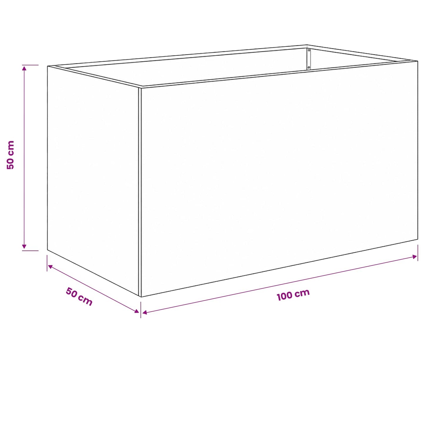 Vaso da giardino Antracite 100 x 50 x 50 cm | homemem39