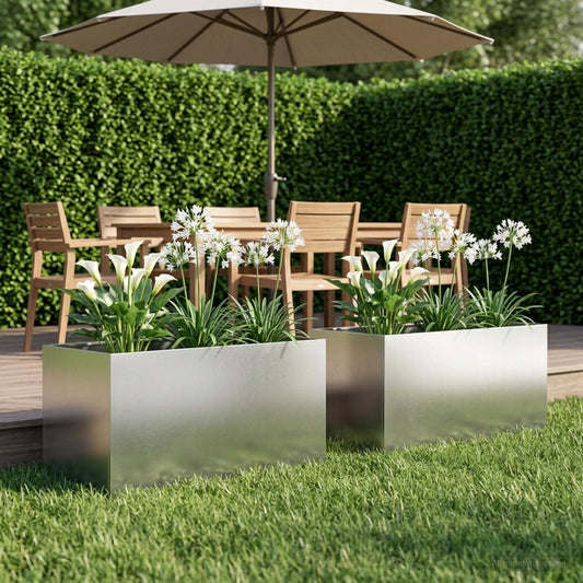 Vaso da giardino 2 pz Argento 100 x 50 x 50 cm Acciaio Inox - homemem39