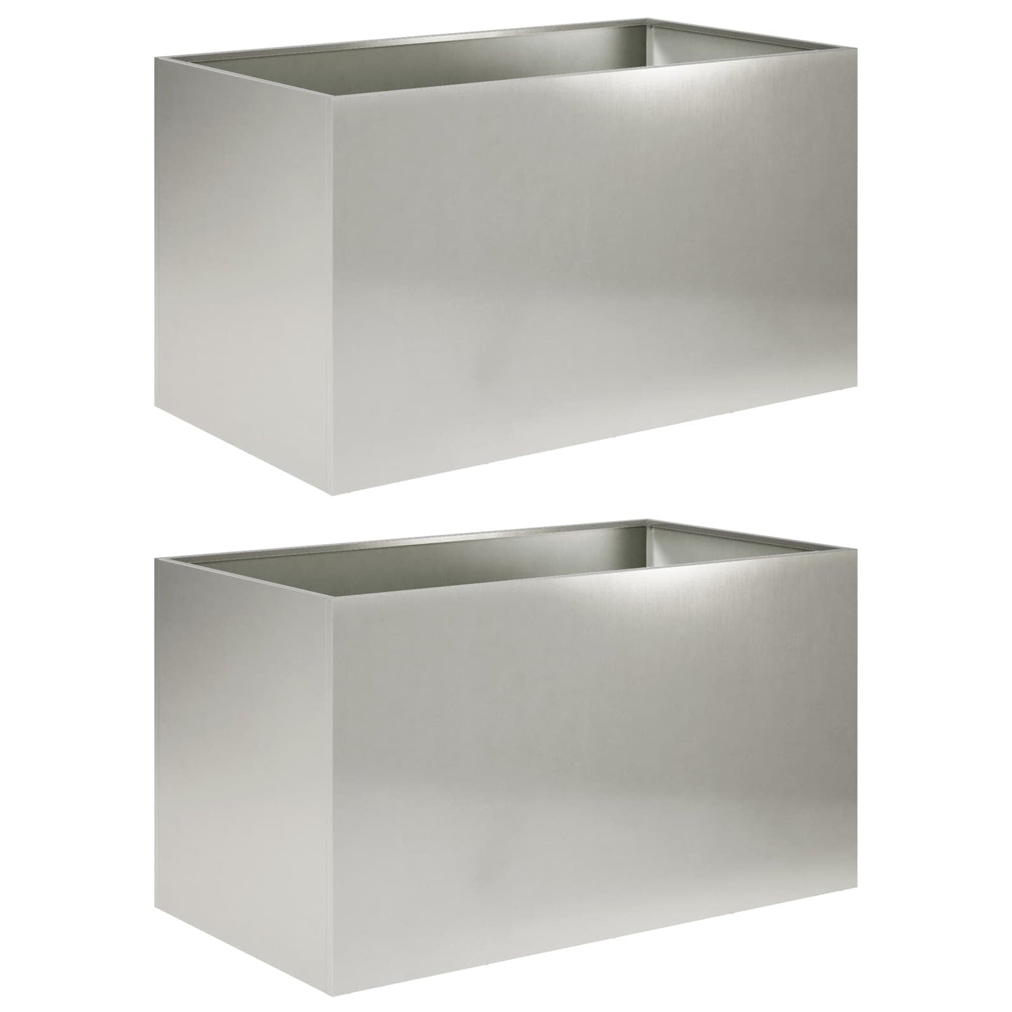 Vaso da giardino 2 pz Argento 100 x 50 x 50 cm Acciaio Inox