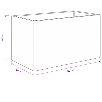 Vaso da giardino Argento 100 x 50 x 50 cm Acciaio zincato | homemem39
