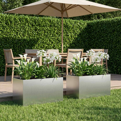 Vaso da giardino 2 pz Argento 100 x 50 x 50 cm Acciaio zincato