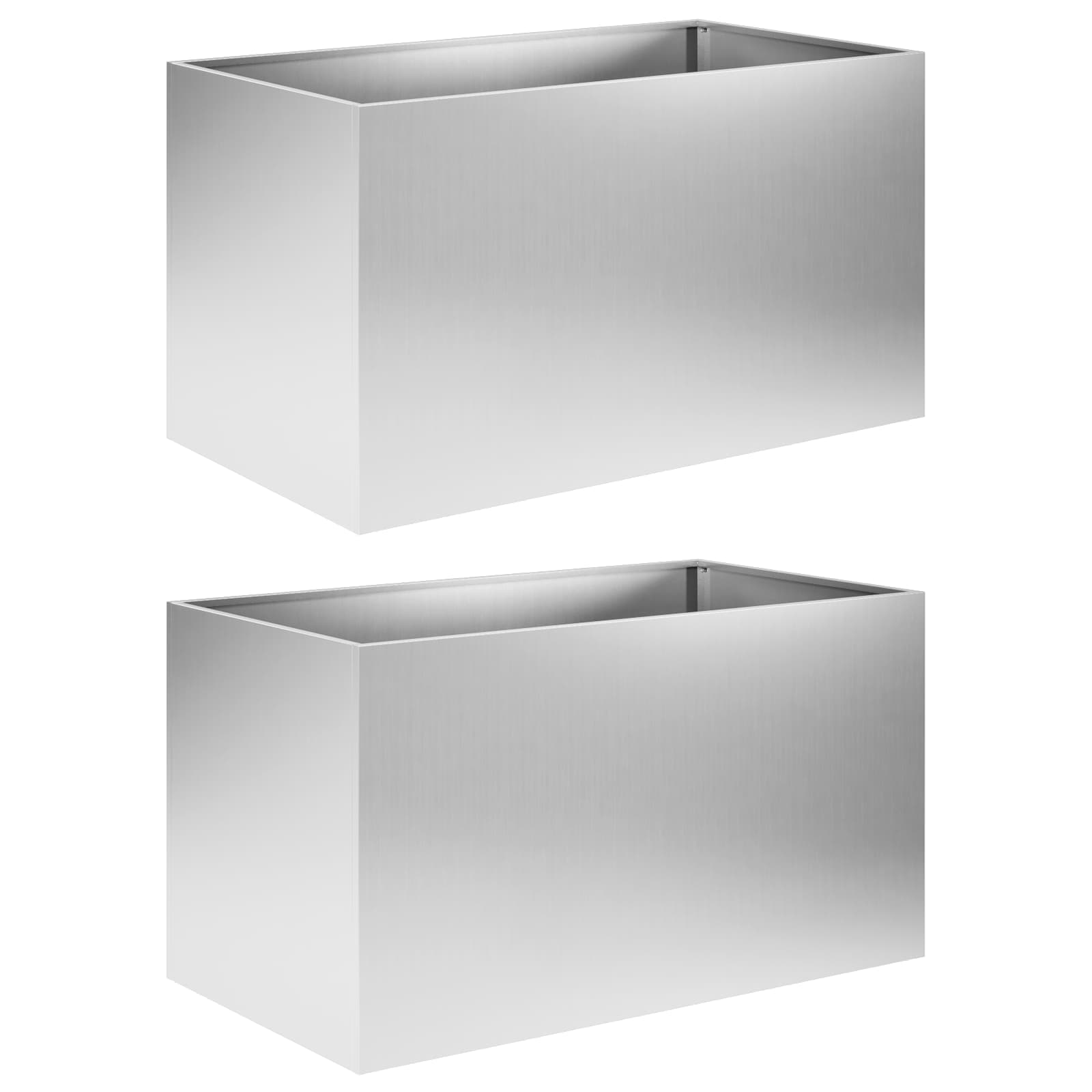 Vaso da giardino 2 pz Argento 100 x 50 x 50 cm Acciaio zincato | homemem39