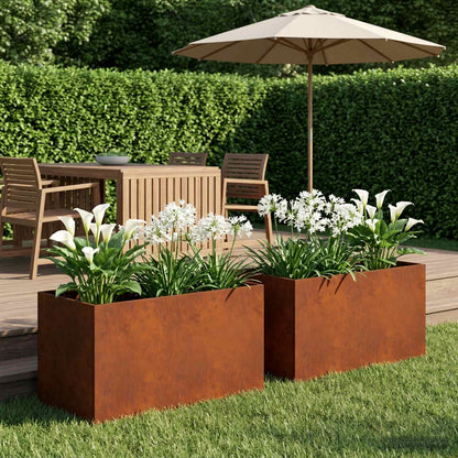 Vaso da giardino 2 pz Ruggine 100 x 50 x 50 cm Acciaio Corten