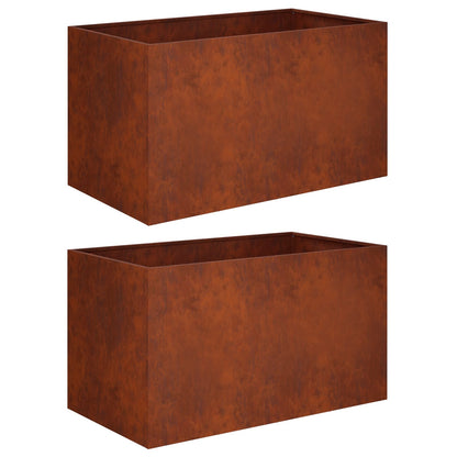 Vaso da giardino 2 pz Ruggine 100 x 50 x 50 cm Acciaio Corten