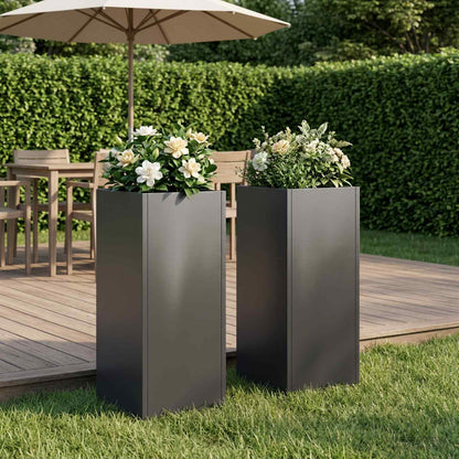 Vaso da giardino 2 pz Nero 20 x 20 x 40 cm