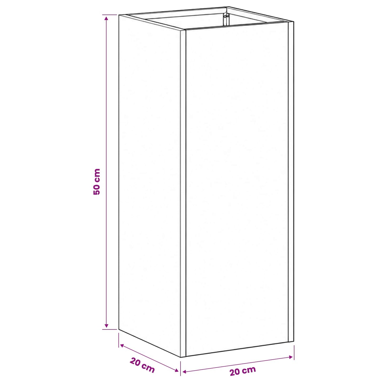 Vaso da giardino 2 pz Nero 20 x 20 x 50 cm