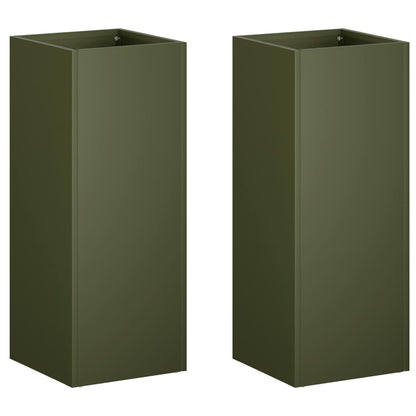 Vaso da giardino 2 pz Verde Oliva 20 x 20 x 50 cm | homemem39