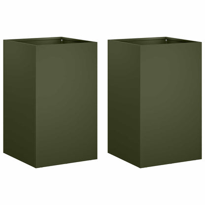 Vaso da giardino 2 pz Verde Oliva 30 x 30 x 40 cm | homemem39