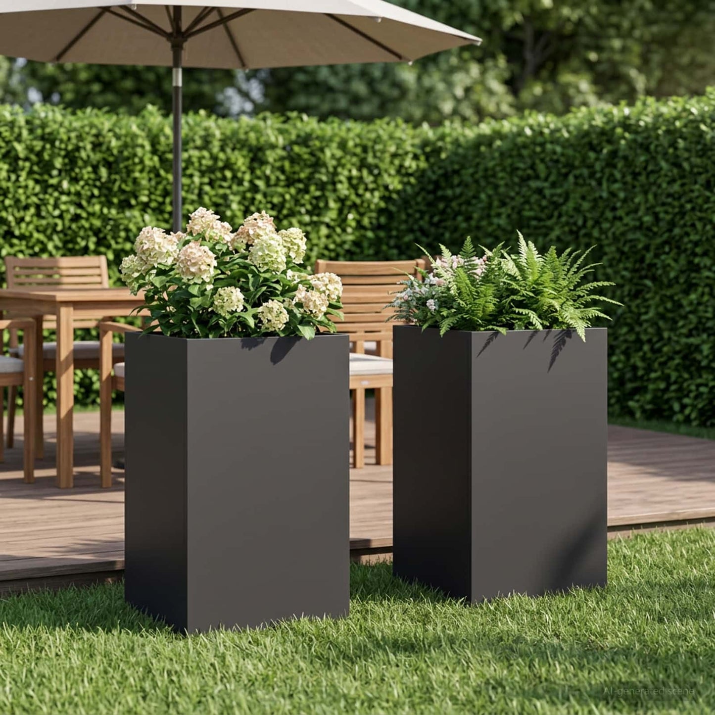 Vaso da giardino 2 pz Nero 30 x 30 x 50 cm