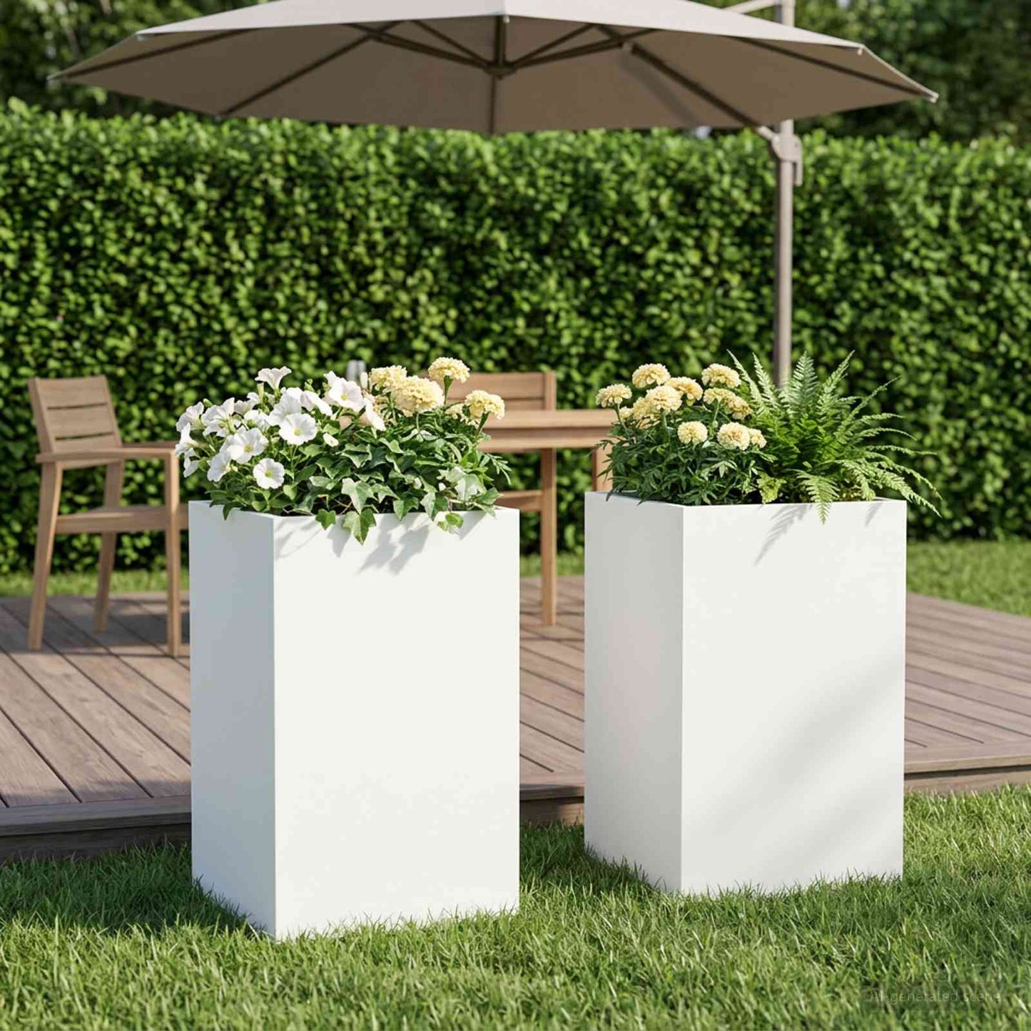 Vaso da giardino 2 pz Bianco 30 x 30 x 50 cm
