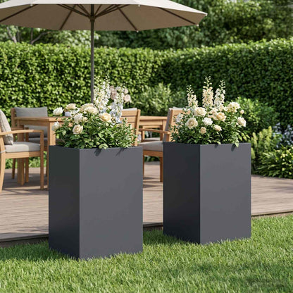 Vaso da giardino 2 pz Antracite 30 x 30 x 50 cm