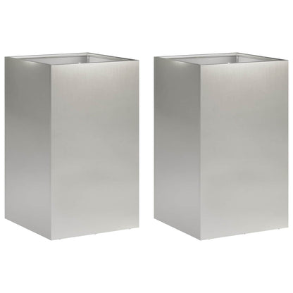 Vaso da giardino 2 pz Argento 30 x 30 x 50 cm Acciaio Inox