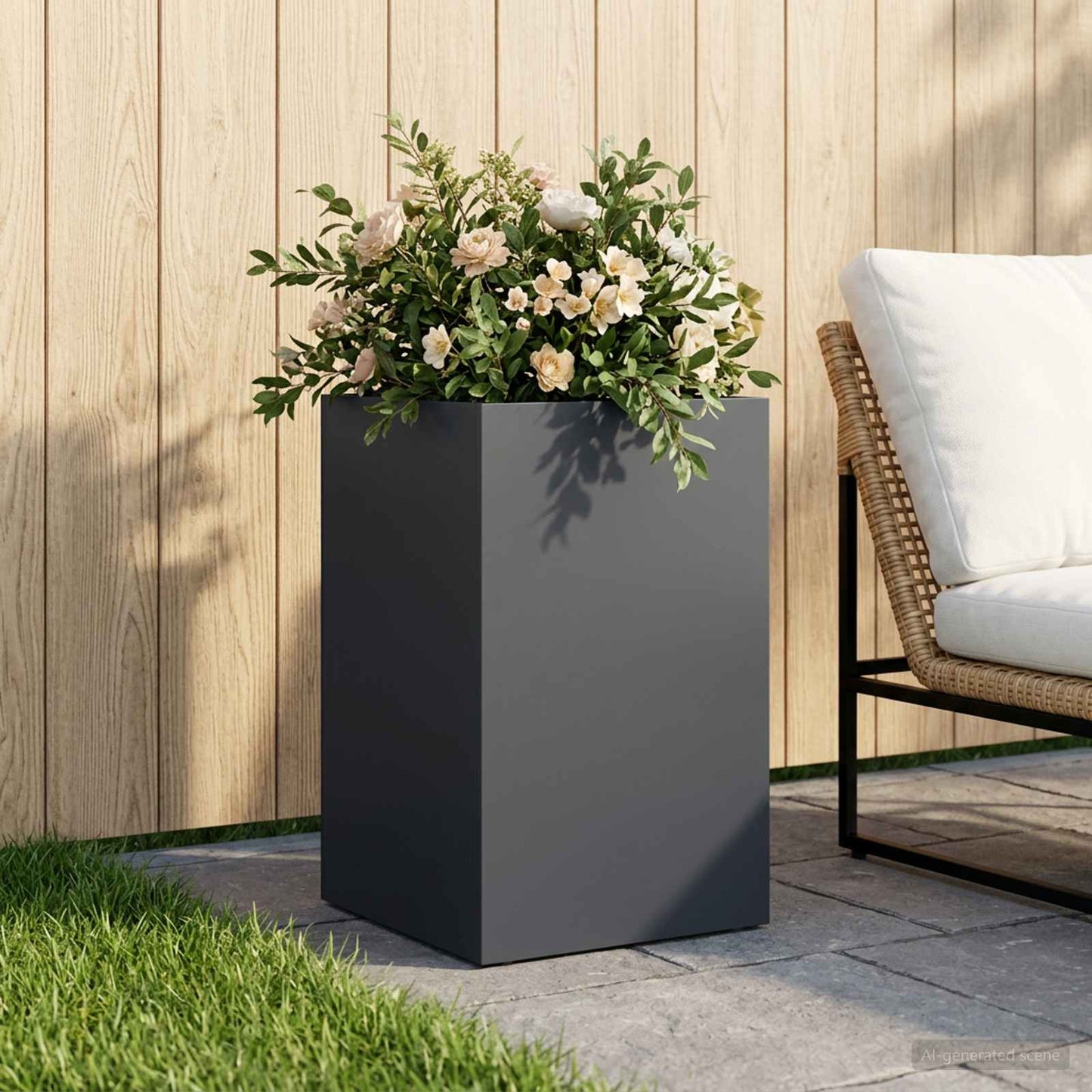 Vaso da giardino Antracite 40 x 40 x 50 cm | homemem39