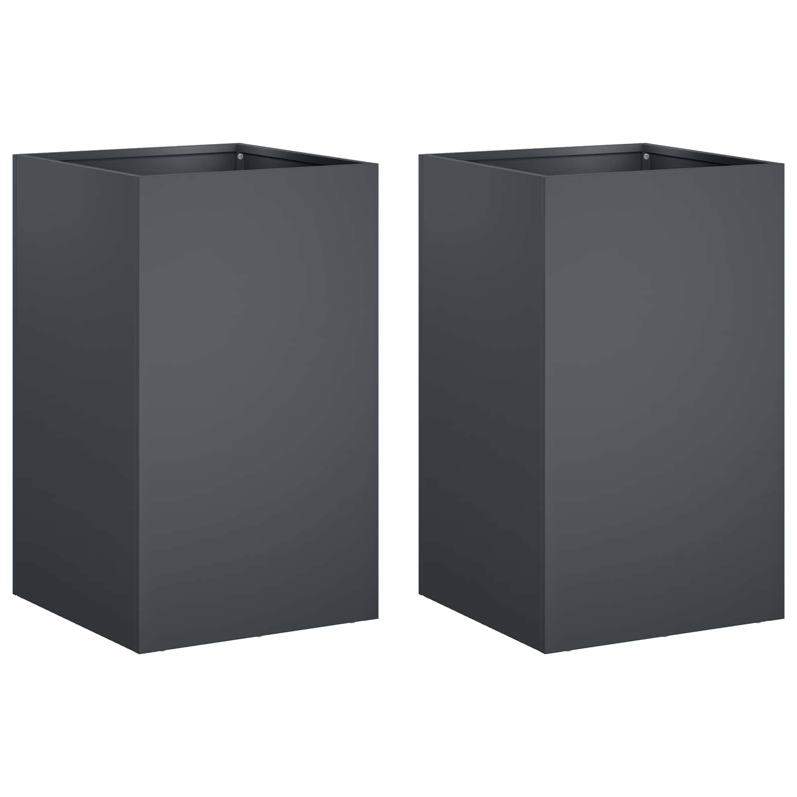 Vaso da giardino 2 pz Antracite 40 x 40 x 50 cm | homemem39