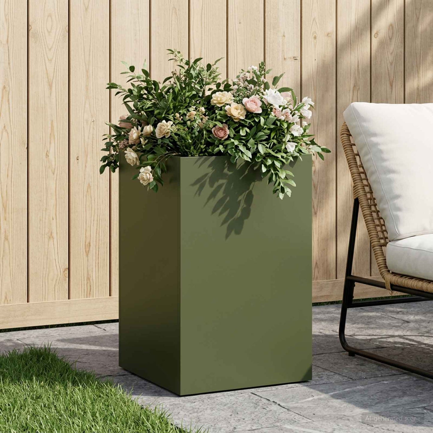Vaso da giardino Verde Oliva 40 x 40 x 50 cm