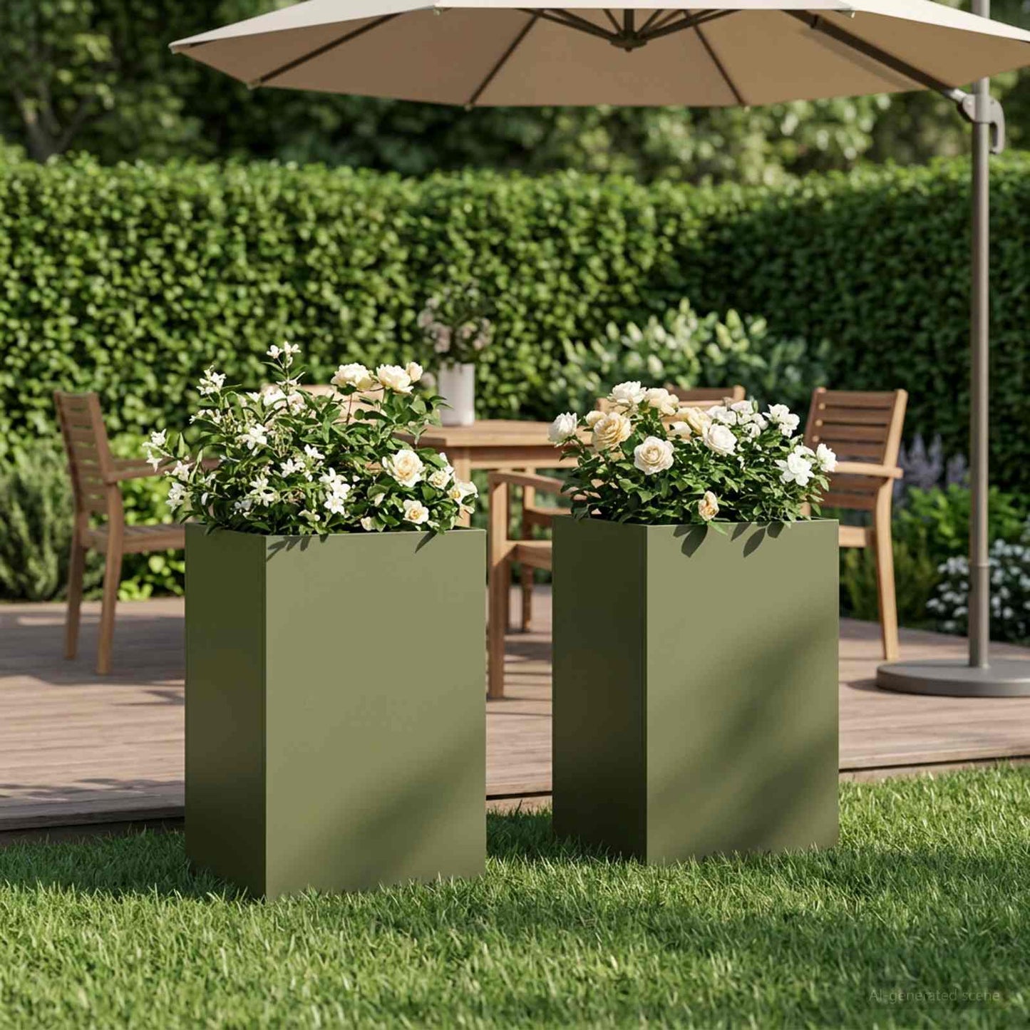 Vaso da giardino 2 pz Verde Oliva 40 x 40 x 50 cm