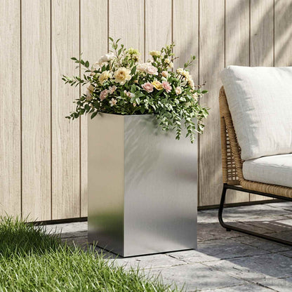 Vaso da giardino Argento 40 x 40 x 50 cm Acciaio Inox