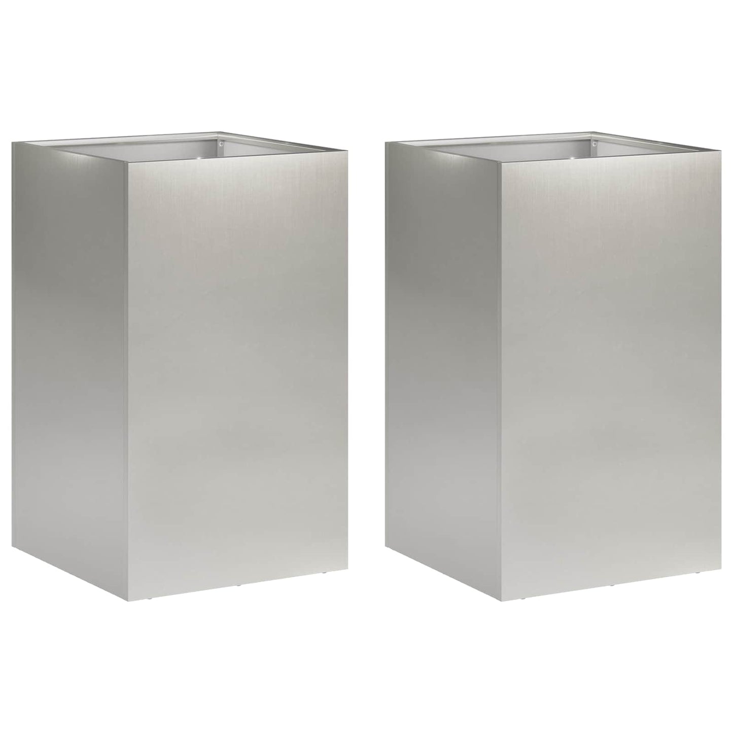 Vaso da giardino 2 pz Argento 40 x 40 x 50 cm Acciaio Inox