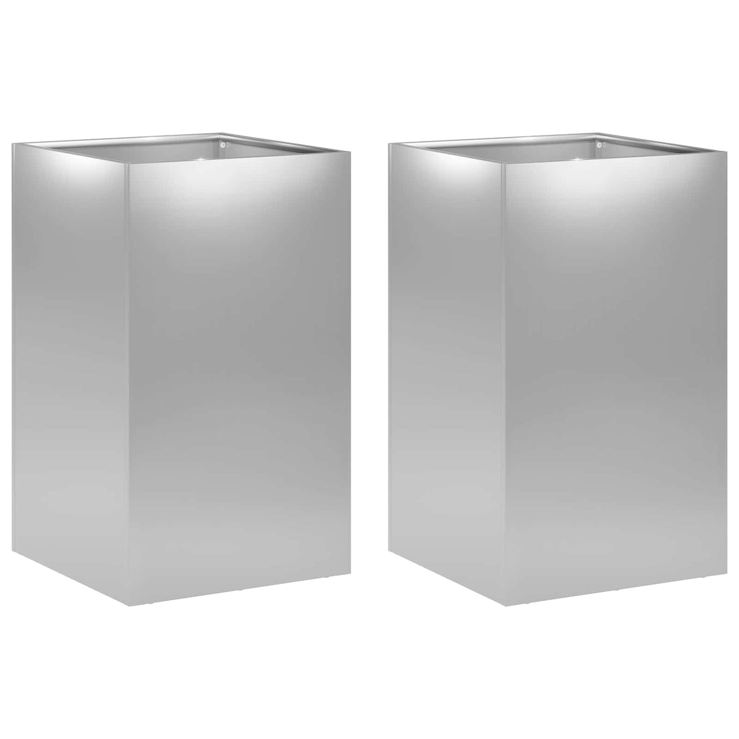 Vaso da giardino 2 pz Argento 40 x 40 x 50 cm Acciaio zincato | homemem39