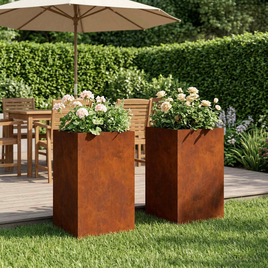 Vaso da giardino 2 pz Ruggine 40 x 40 x 50 cm Acciaio Corten