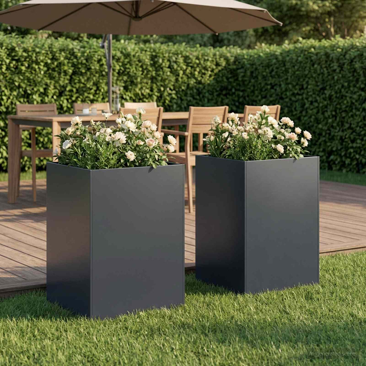 Vaso da giardino 2 pz Antracite 50 x 50 x 75 cm | homemem39