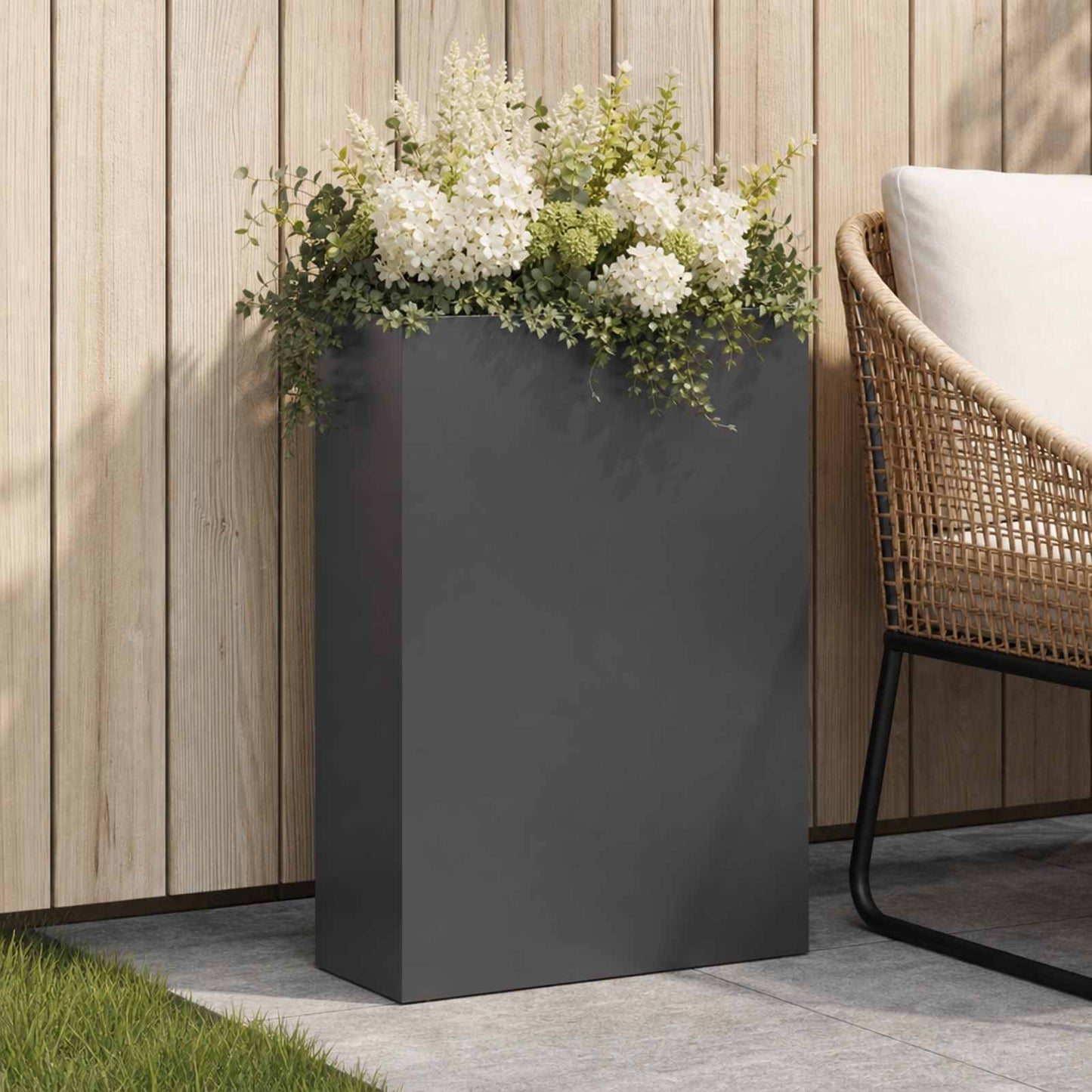 Vaso da giardino Nero 40 x 20 x 75 cm Acciaio laminato a freddo | homemem39