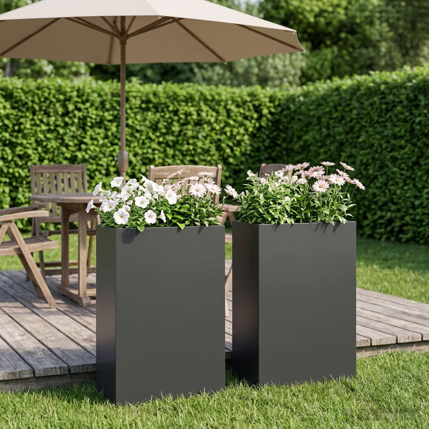 Vaso da giardino 2 pz Nero 40 x 20 x 75 cm