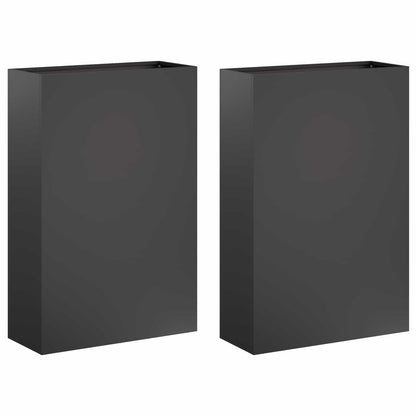 Vaso da giardino 2 pz Nero 40 x 20 x 75 cm