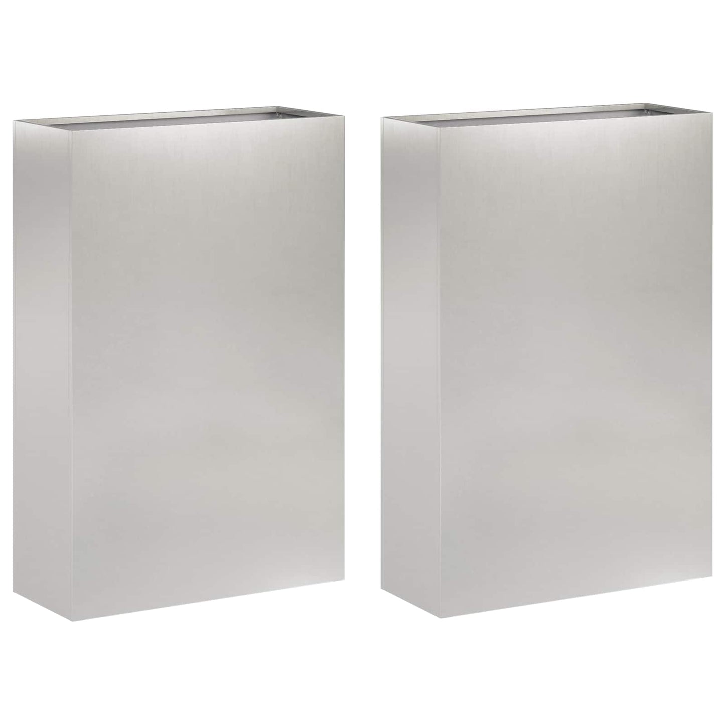 Vaso da giardino 2 pz Argento 40 x 20 x 75 cm Acciaio Inox | homemem39