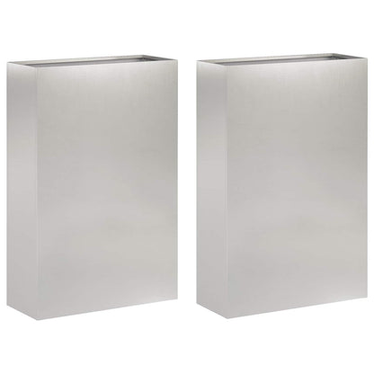 Vaso da giardino 2 pz Argento 40 x 20 x 75 cm Acciaio Inox | homemem39