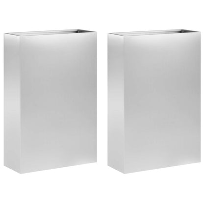 Vaso da giardino 2 pz Argento 40 x 20 x 75 cm Acciaio zincato | homemem39