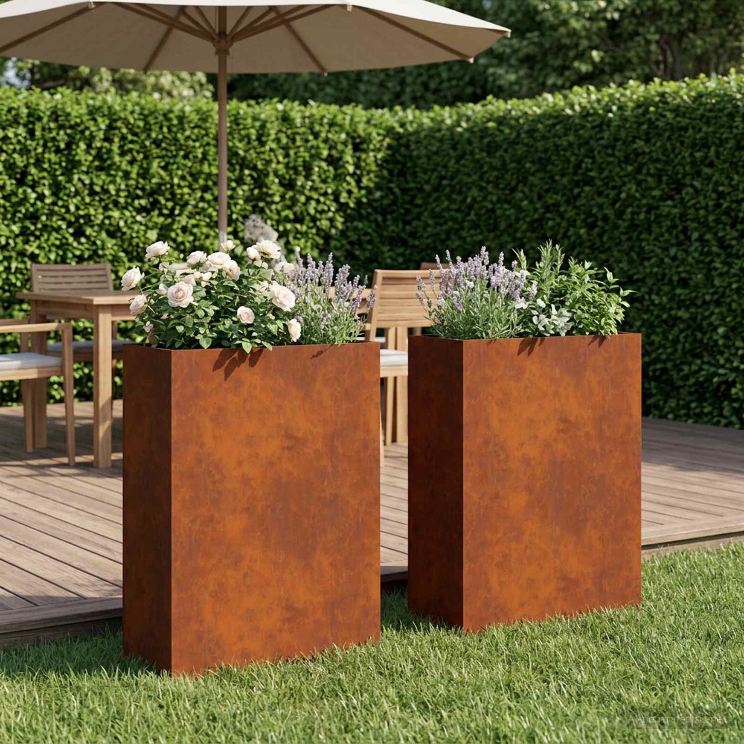 Vaso da giardino 2 pz Ruggine 40 x 20 x 75 cm Acciaio Corten