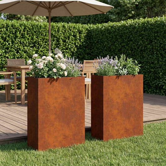 Vaso da giardino 2 pz Ruggine 40 x 20 x 75 cm Acciaio Corten | homemem39