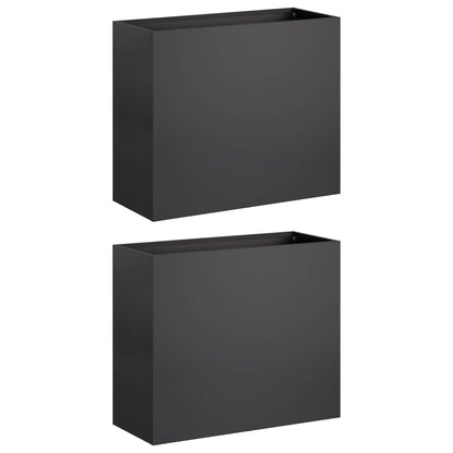 Vaso da giardino 2 pz Nero 50 x 20 x 40 cm